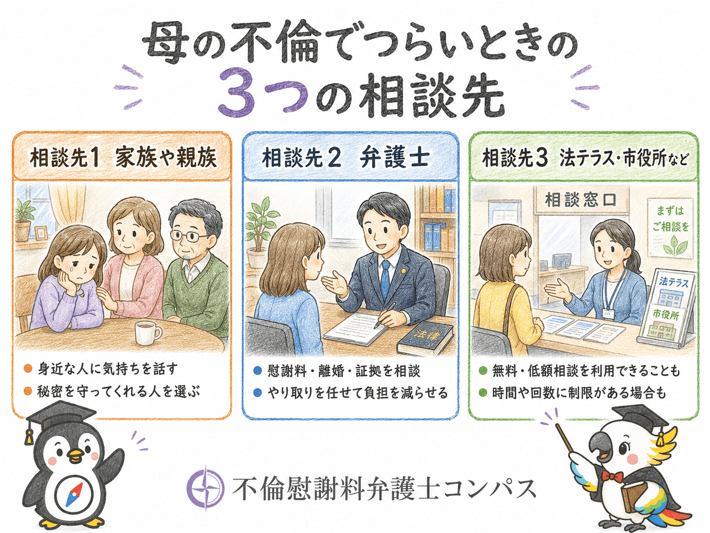 ８章　母親の不倫で辛いときの相談先３つ